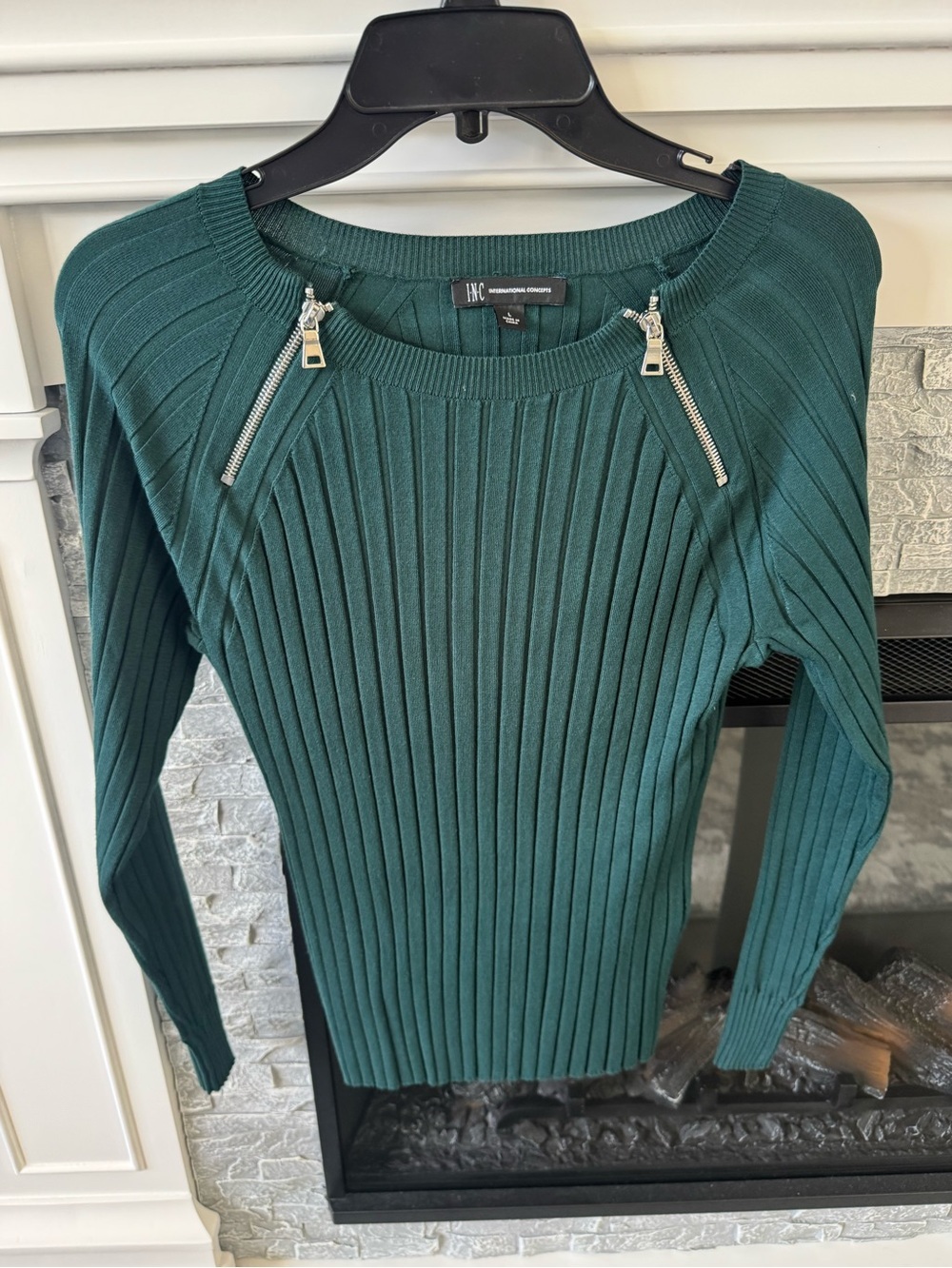 INC International Concepts Dark Green Ribbed Knit fall/winter holiday